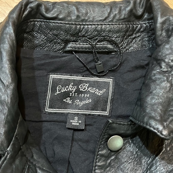 Lucky Brand Black Leather Jacket Size SMALL - Picture 2 of 5